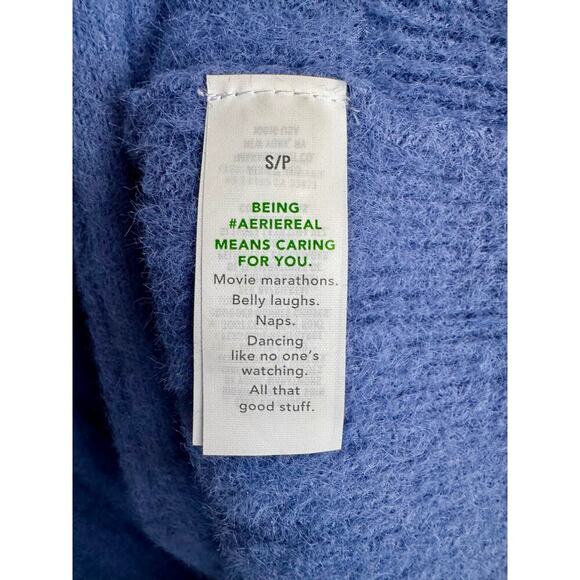 Aerie Beyond Cozy Crew Neck Slouchy Blue Sweater size Small - Picture 4 of 6